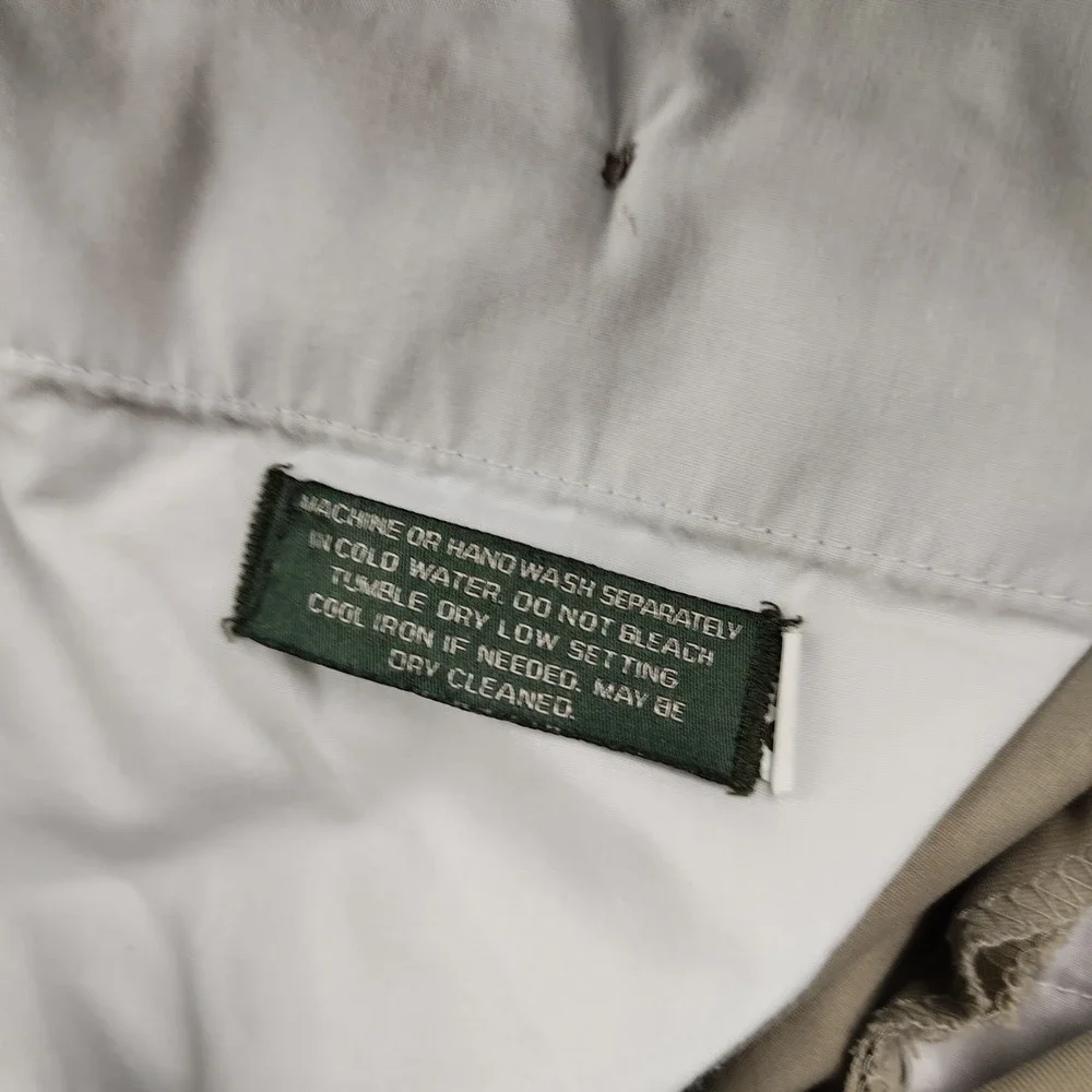 Berle Mens Pleated Chino Pants Khaki Tan Cuffed Twill Trousers 37x27.5